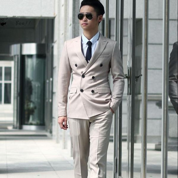 

men's suits & blazers noenname_null man slim bussiness double-breasted bridegroom men wedding party 2021 jacket+pants mens suit jacket, White;black