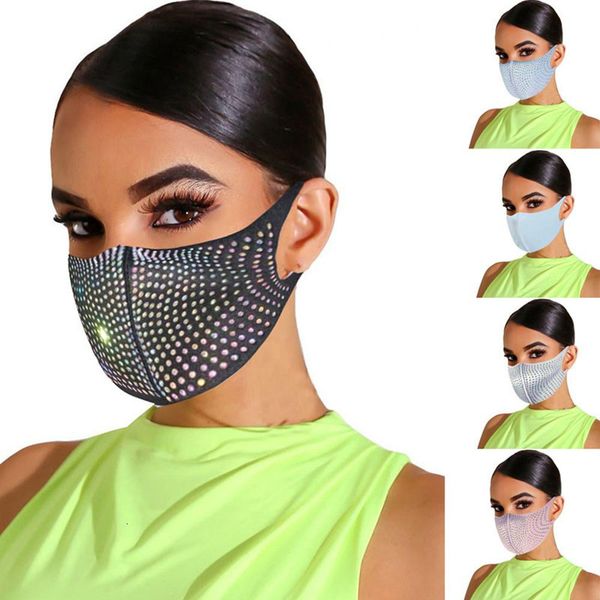 

shipping bling bling rhinestone designer face women masks protective dustproof washable reuseable facemask fashion party mouth mask