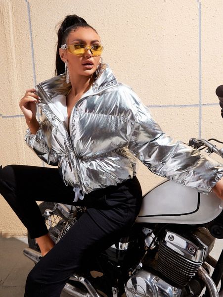 

sxy zip up high neck puffer coat e0qb#, Black