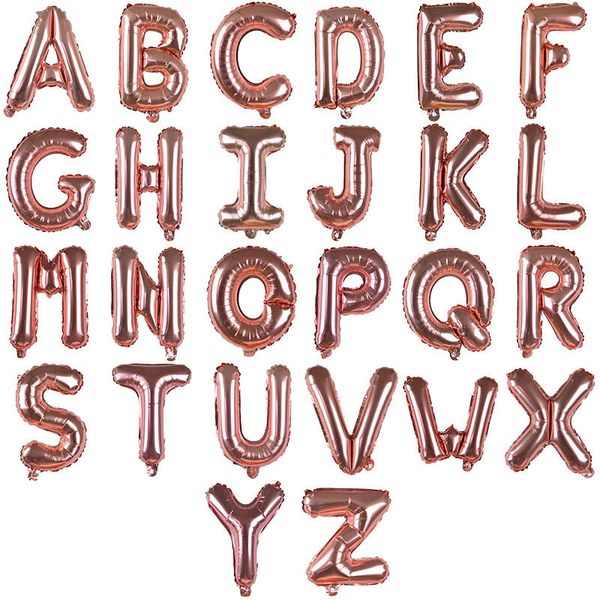 

16 inch rose gold alphabet letter foil happy birthday party wedding decorations number balloons silver blue pink ball