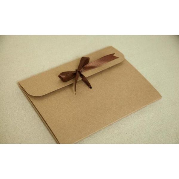 

24*18*0.7cm bow kraft paper pocket bag kerchief handkerchief silk scarf packing boxes card gift envelope jllpnf ladyshome