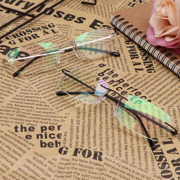 

men's titanium alloy no rim reading glasses frameless folding eyeglasses