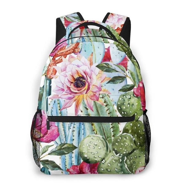 

mountaineering backpack watercolor flowers roses and cactus shoulder bags backpacks