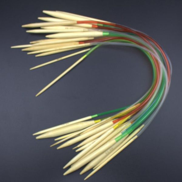 

multi-color 18pcs/set 16" 40cm plastic tube smooth nature crochet hooks circular bamboo knitting needles crafts yarn tool sets, Black