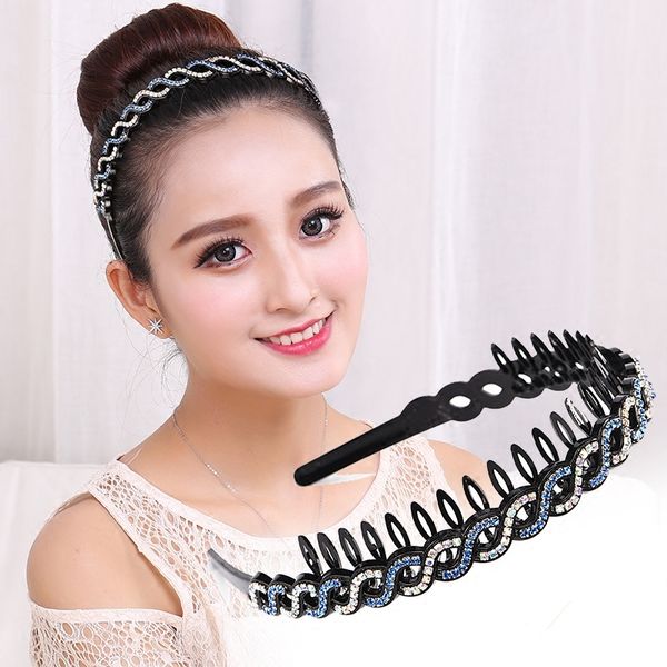 

hairband female water drill with toothed headband clip korea simple pressing anti slip hairpin short headdress hair bundle