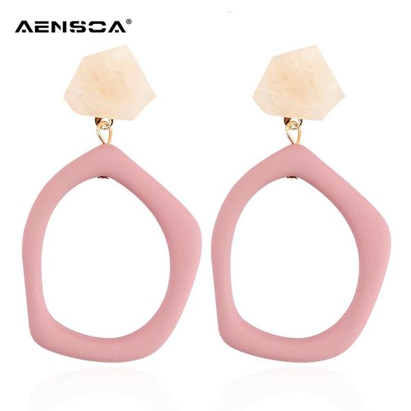 

aensoa korean hollow irregular resin drop earrings for women statement geometric earrings fashion jewelry pendientes, Silver