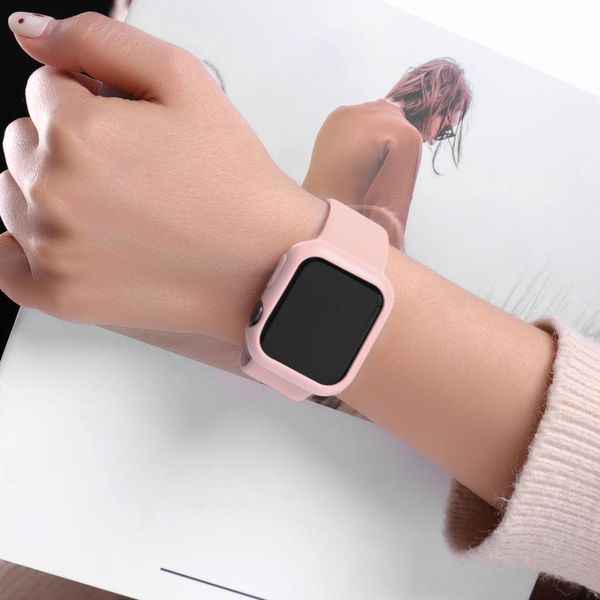 

soft sile case for watch band series 5 40mm 44mm iwatch bracelet series 1 2 3 4 protection 42mm 38 jllzxc, Black;brown