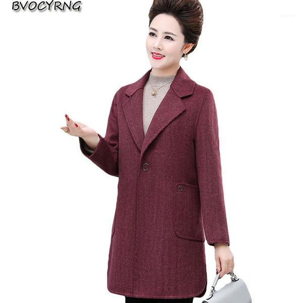 

autumn winter woolen coat women fashion middle-aged jacket new spring double-sided windbreaker female plus size slim parka1, Black