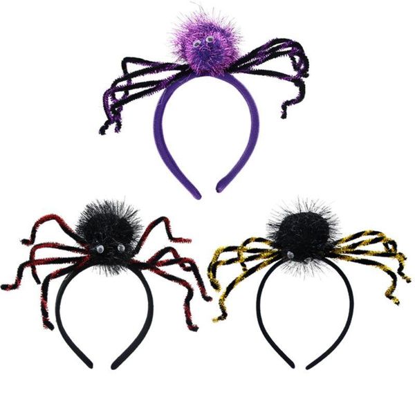 

children plastic 3d fluffy spider decor headband halloween costume hair hoop cosplay decorative headpiece party supplies
