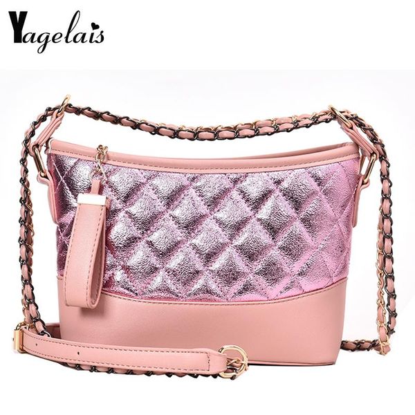 

2020 new simple lingge messe2020 new simple linger bag women plaid tote shoulder bags pu leather gradient chain square handbags