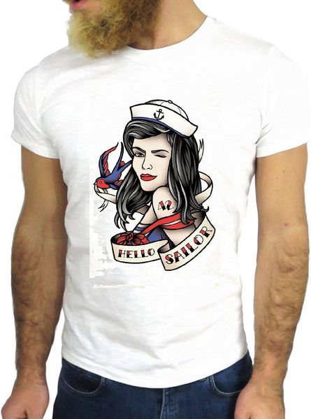 

new 2019 fashion fashion t shirt brand hello sailor vintage tattoo fun printed tee sport hooded sweatshirt hoodie