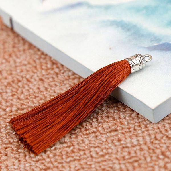 

10pcs 9cm long silk tassel cords with metal caps for earrings tassel brush charms pendants fit diy jewelry making findings h jllnok