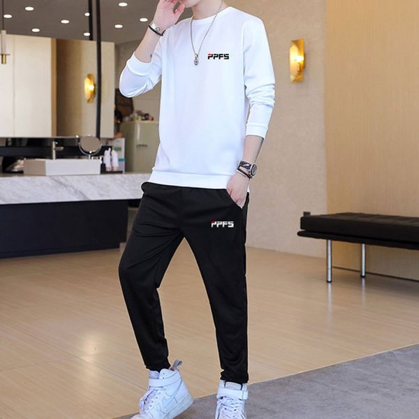 

2-piece spring and autumn new sweater knitting thin loose pants fashion casual men's wear, Gray