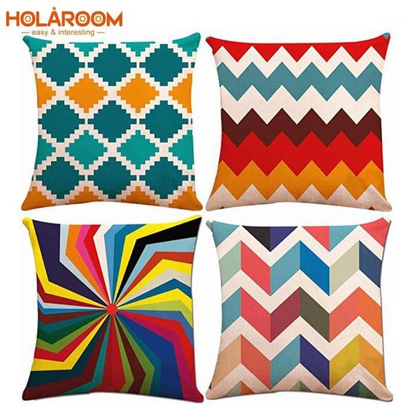 

cushion/decorative pillow cotton linen case waist cushion cover for living room sofa car office decorative geometric wave pattern pillows co