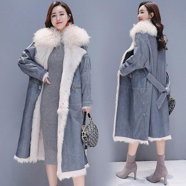 

women's down & parkas long winter cotton coats women thicken warm jacket female elegant wild parka ladies with belt jackets, Black