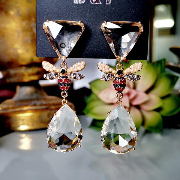 

bee earrings fashion water drop crystal zircon earrings for women mens crystal korean gift jewelry drop earring wholesale d347, Silver