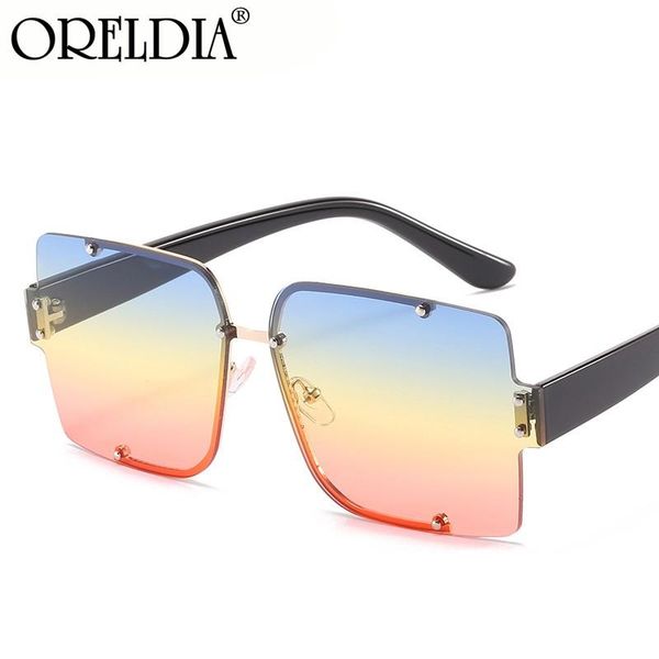 

sunglasses european and american retro big frame ladies metal personality rivet gradient color ocean lens glasses, White;black
