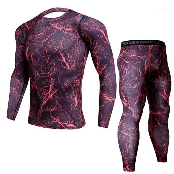 

running sets men compression t shirt pants suits jogging training male gym fitness sports clothes t-shirts leggings1, Black;blue