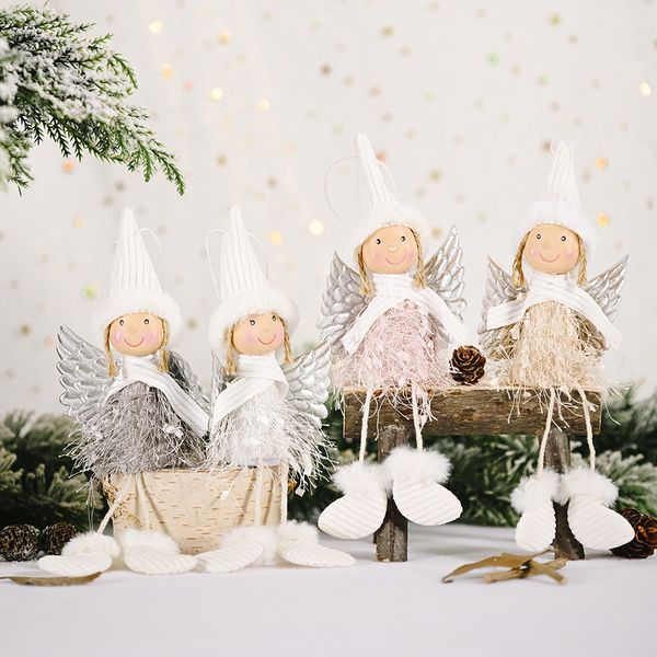 

angel 1pc new year plush dolls with cute hat xmas tree ornament christmas home decoration doll pendant kid gift 2021