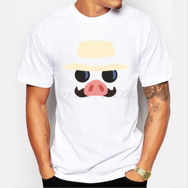 

азиатский размер мода минимальная порко / порко россо мультфильм printed животных pig забавный мужчина tee hipster с коротким рукавом топы т