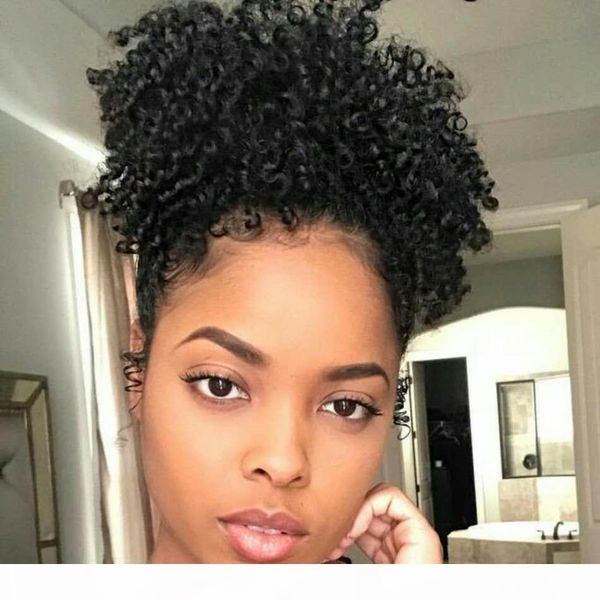

short high ponytail human hair unprocessed brazilian virgin hair kinky curly ponytail extensions 120g afro ponytail for black women