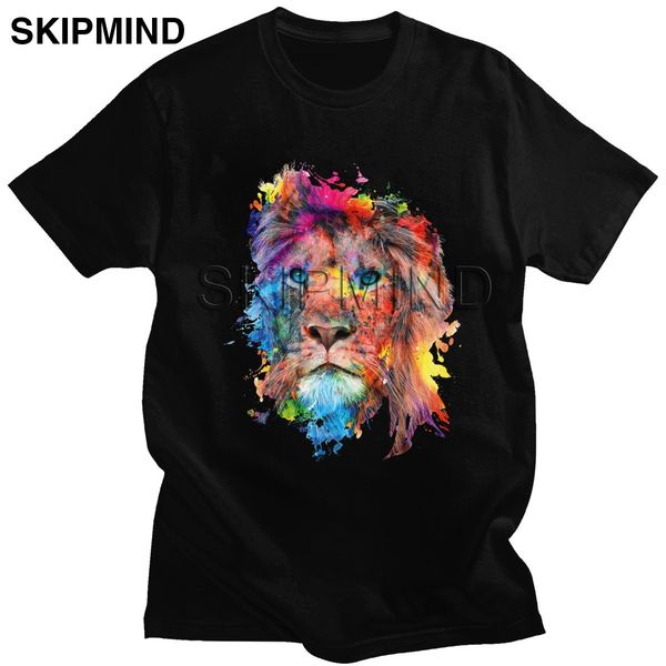 

color lion pre shrunk fashion wild animal lion short sleeved tee slim fit gift merch sport hooded sweatshirt hoodie men t shirt
