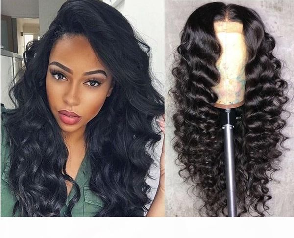 

burmese 4*4 swiss lace human hair wig loose deep hairstyle 150% density natural black color 8-24 inch, Black;brown