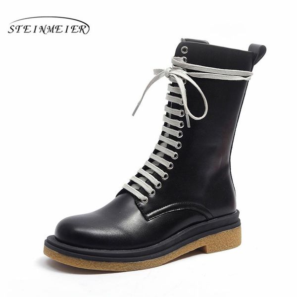 

winter boots women leather ankle boots comfortable quality soft shoes brand designer handmade 2020 black motorcycle