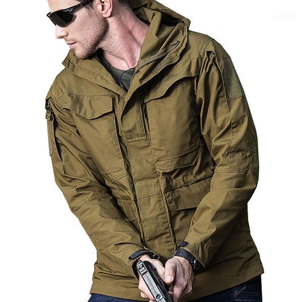 

outdoor jackets&hoodies tactical windbreaker jacket m65 men waterproof hooded camouflage coat field men's army sports cyf0691, Blue;black