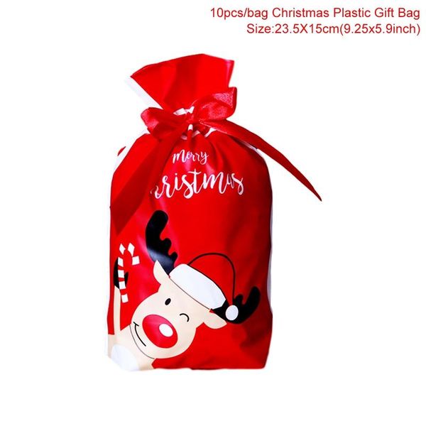 

10шт рождество конфеты сумки с рождеством декор для дома таблица 2020 navidad снежинка crisp мешок elk мешок подарка xmas упаковка мешок bby