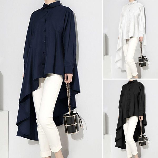 

women's blouses & shirts women blouse 2021 fashion ladies long sleeve shirt zanzea spring autumn vintage casual solid blusas femininas, White