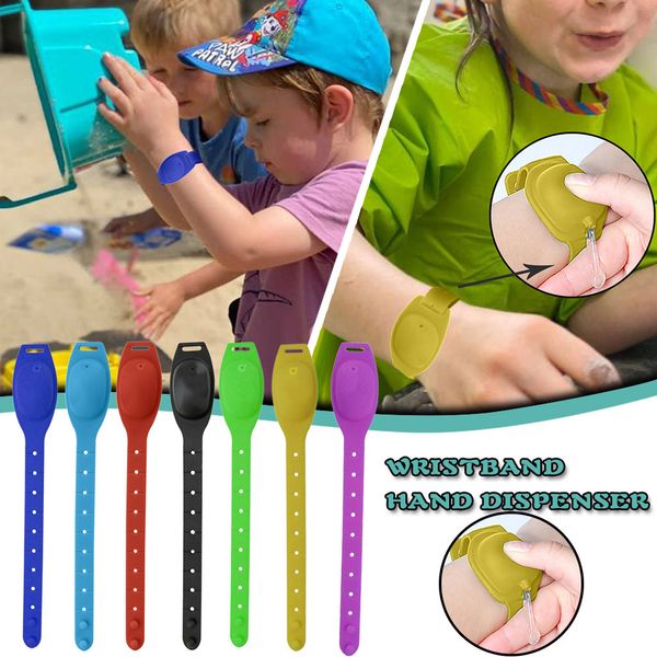 

7pc hand sanitzer dispenser wristband wearable hand sanitizer dispenser sanitize dispensing soap cocina accesorio, Black;red