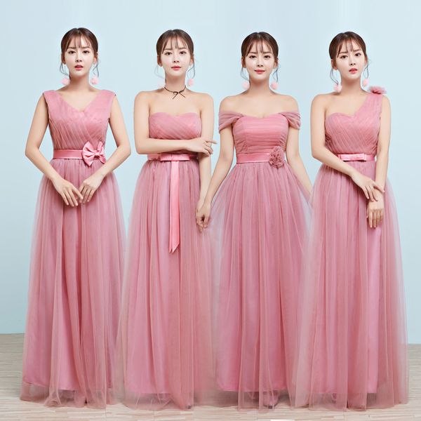 

pink bridesmaid dresses long bride floor length bridesmaid dress long sister dress for wedding party 118, White;pink