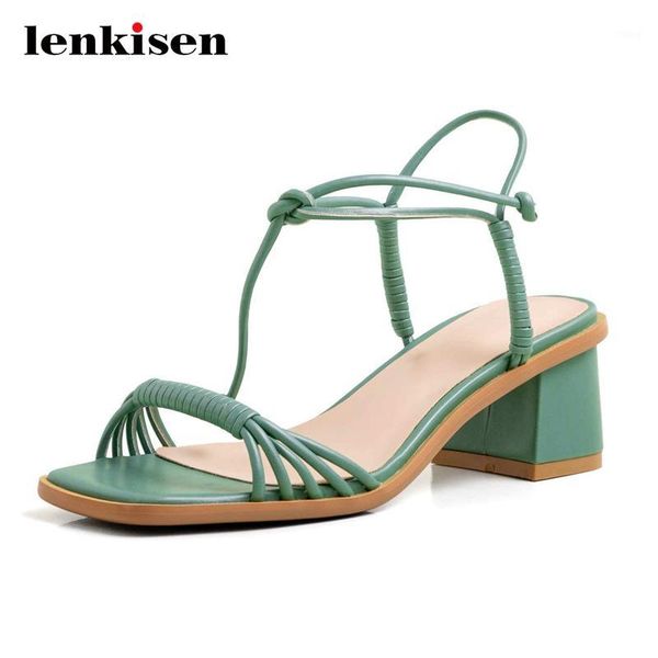 

lenkisen 2020 simple style leisure recommend energy peep toe med square heels narrow band slip on convenient maiden sandals l301, Black