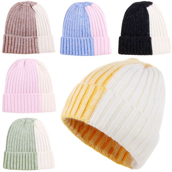 

winter women patchwork knitted beanies warm wool beanie hat crochet skull beanie female outdoor caps party hats dhl wx9-1806