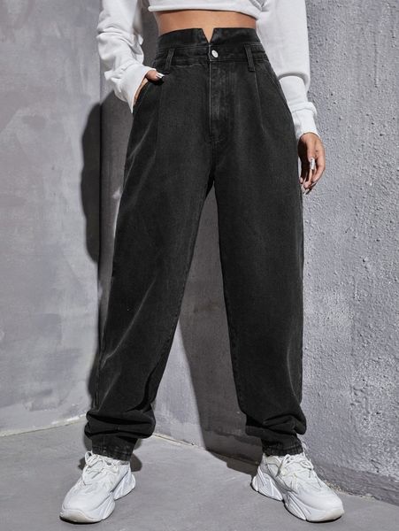 

high waist slant pocket mom jeans 23bb#, Blue