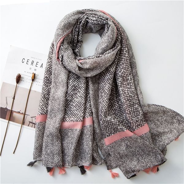 

ladies fashion aztec tassel viscose shawl scarf women wrap pashmina stole bufanda muslim hijab snood 180*100cm y201007, Blue;gray