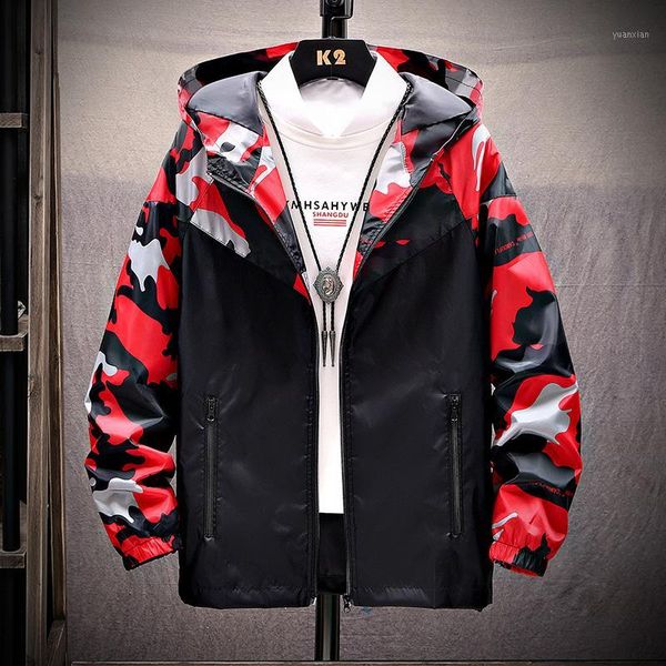 

man spring jackets autumn casual camouflage patchwork hoodie jacket men clothes men's windbreaker coat male outwear m-5xl1, Black;brown
