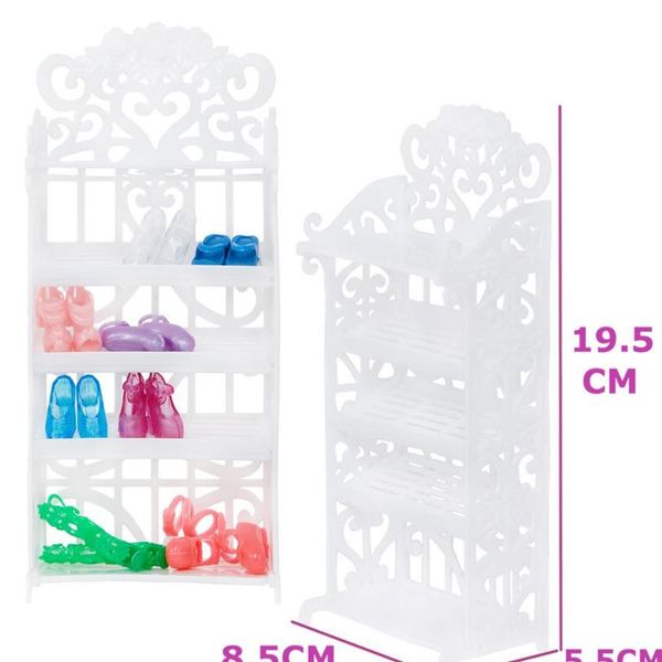 

1 set white shoes rack plastic shoe cabinet shelf furniture diy accessories for barbie doll playhouse baby girl kids wmthlo