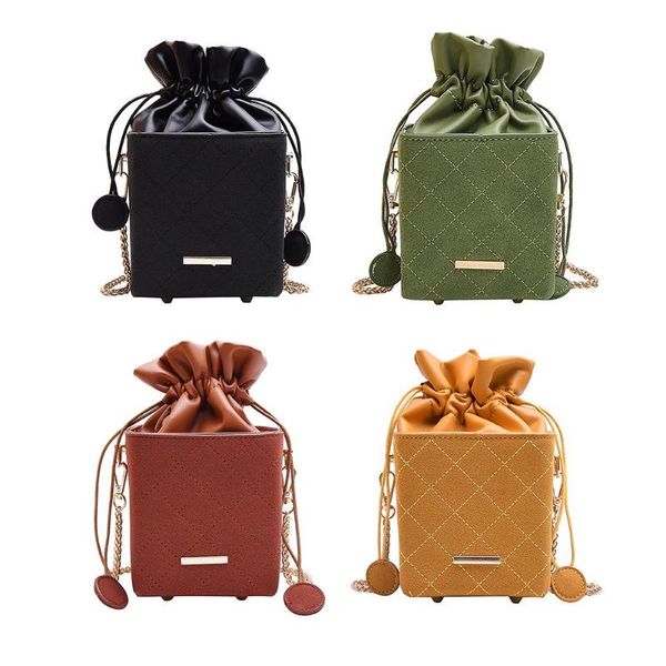

fashion leather messenger bags portable delicate women creative skillful manufacture square drawstring shoulder handbag