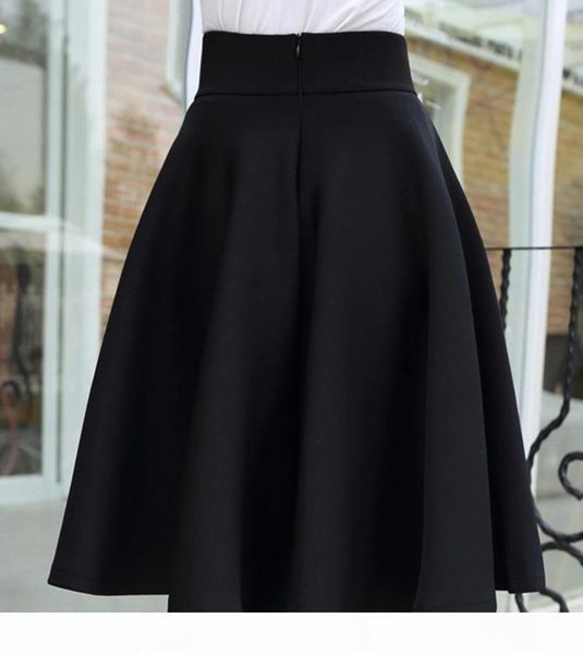 

femininas fashion elegant solid long skirts 2015 street style autumn women's solid black casual high waist vintage midi skirt q0425