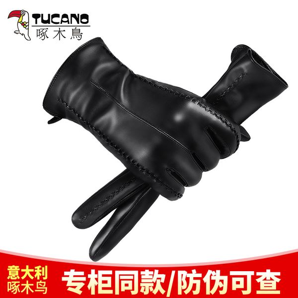 

qleather women' touch screen warm thick korean version of autumn and winter plush windproof riding glovesq, Blue;gray