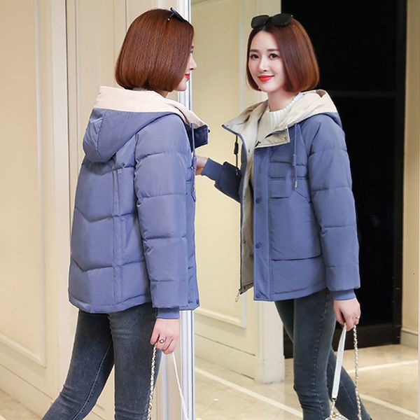 

2021 new winter women parkas hooded thick down cotton padded parka female jacket short coat slim warm jaqueta feminina 538 uwd6, Black