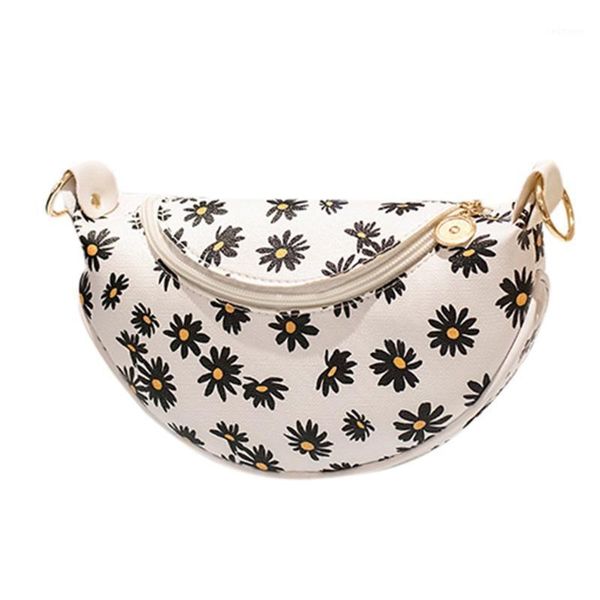 

2021 fashion women flowers zipper messenger bag beach chest bag waist phone winter net red fashion chest waist1