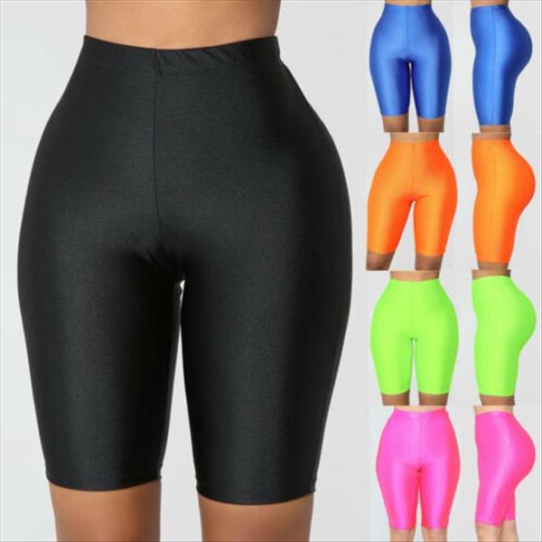

high waist sports shorts women biker shorts summer casual skinny fitness solid bodycon cycling slim bottoms, White;black