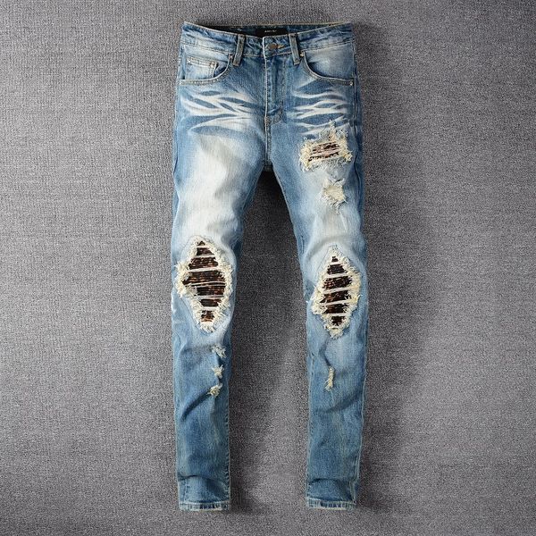

new men's pleated stitching cat's beard and wash slim fit pants 620 new men's pleated stitching cat's beard jeans and je, Blue