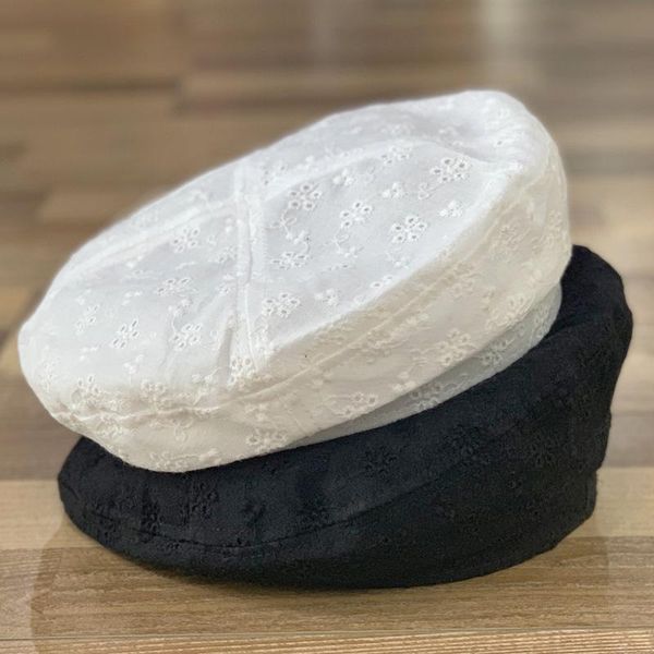 

berets women's flower lace beret hat artist painter cap spring summer breathable headwear, Blue;gray