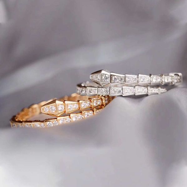 

pure sier niche dign snake bone diamond jewelry korean personalized simple single circle couple ring bracelet, Silver