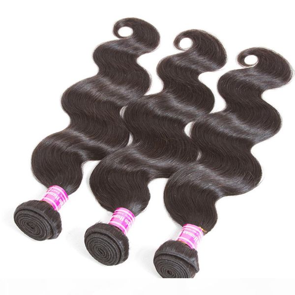 

10a brazilian virgin hair body wave human hair bundles unprocessed body wave weave bundles malaysian indian peruvian human hair extensions, Black