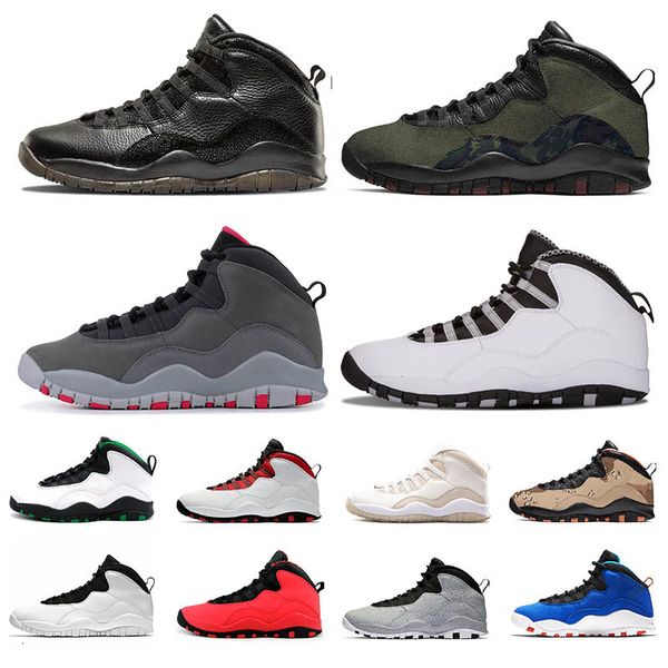 

jumpman 10 10s mens basketball shoes seattle cement westbrook steel grey white black tinker men trainers sneaker, White;red